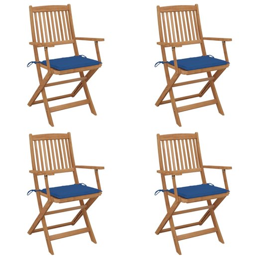 Klappbare Gartensthle 4 Stk. mit Kissen Massivholz Akazie