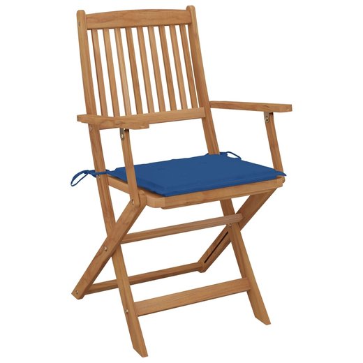 Klappbare Gartensthle 4 Stk. mit Kissen Massivholz Akazie