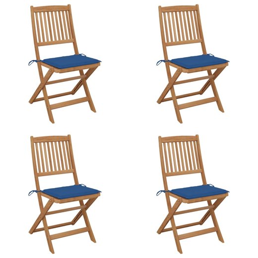 Klappbare Gartensthle 4 Stk. mit Kissen Massivholz Akazie