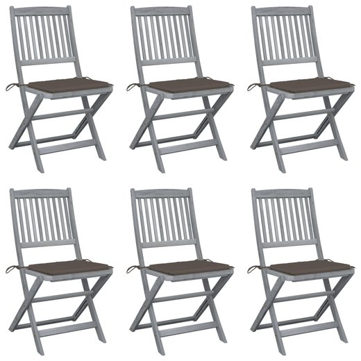Klappbare Gartensthle 6 Stk. mit Sitzkissen Massivholz Akazie