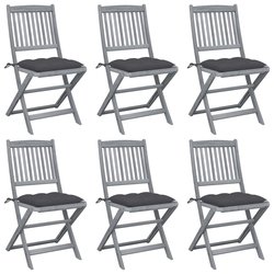 Klappbare Gartenst�hle 6 Stk. mit Kissen Massivholz Akazie