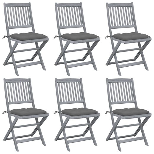 Klappbare Gartensthle 6 Stk. mit Kissen Massivholz Akazie