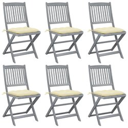 Klappbare Gartenst�hle 6 Stk. mit Kissen Massivholz Akazie