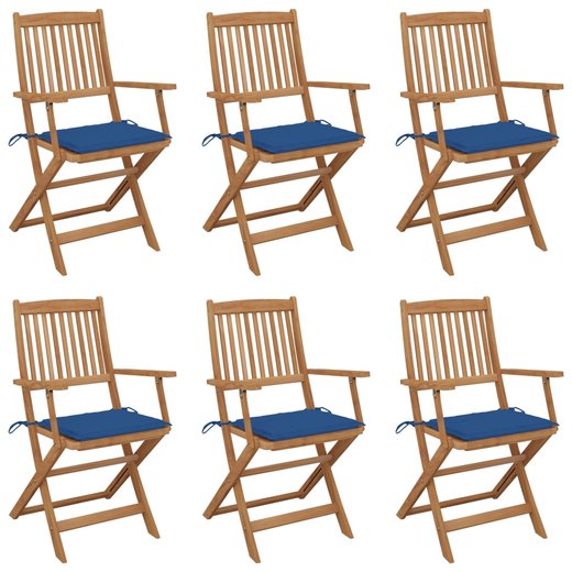 Klappbare Gartensthle 6 Stk. mit Kissen Massivholz Akazie