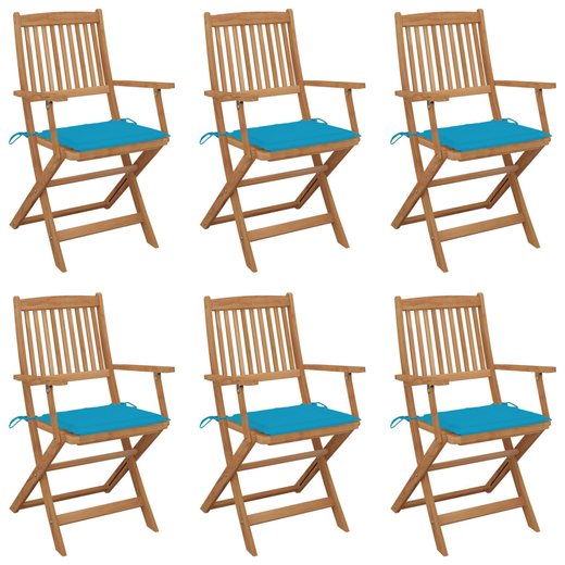 Klappbare Gartensthle 6 Stk. mit Kissen Massivholz Akazie