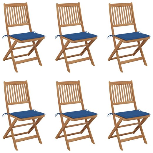 Klappbare Gartensthle 6 Stk. mit Kissen Massivholz Akazie