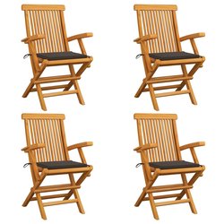 Gartensthle mit Taupe Kissen 4 Stk. Teak Massivholz