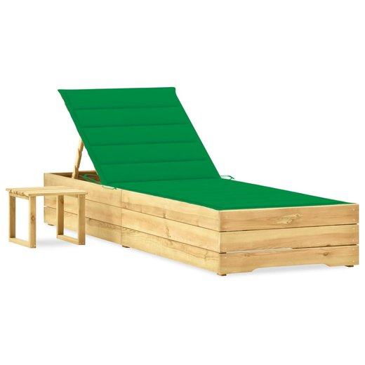 Garten-Sonnenliege mit Tisch und Auflage Kiefer Imprgniert