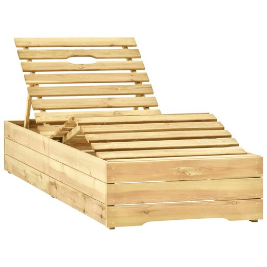 Garten-Sonnenliege mit Tisch und Auflage Kiefer Imprgniert