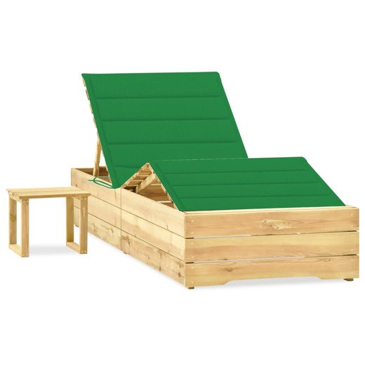 Garten-Sonnenliege mit Tisch und Auflage Kiefer Imprgniert