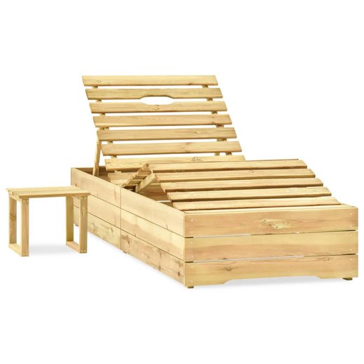 Garten-Sonnenliege mit Tisch und Auflage Kiefer Imprgniert