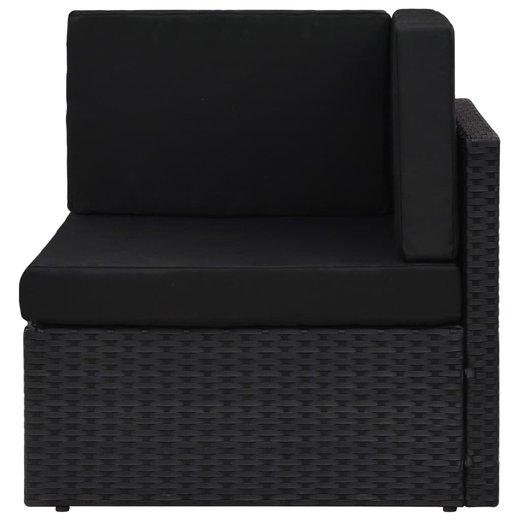 5-tlg. Garten-Lounge-Set mit Kissen Schwarz Poly Rattan