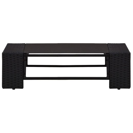 6-tlg. Garten-Lounge-Set mit Kissen Schwarz Poly Rattan