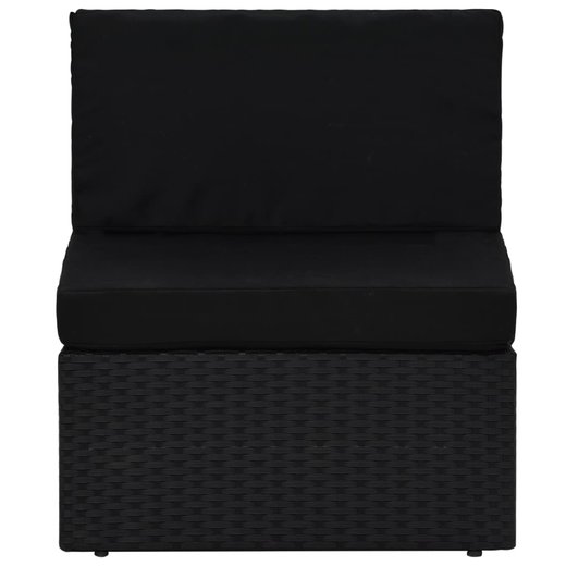 10-tlg. Garten-Lounge-Set mit Kissen Schwarz Poly Rattan