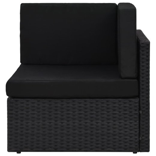 10-tlg. Garten-Lounge-Set mit Kissen Schwarz Poly Rattan