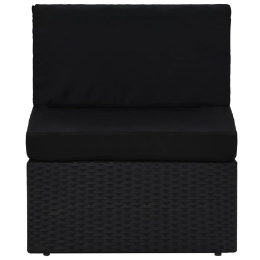 12-tlg. Garten-Lounge-Set mit Kissen Schwarz Poly Rattan