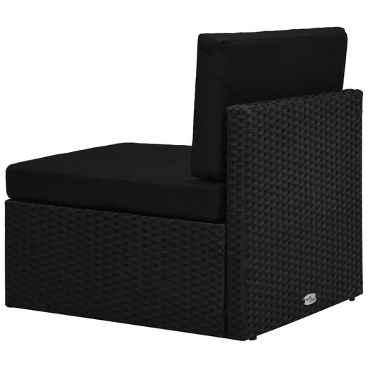 12-tlg. Garten-Lounge-Set mit Kissen Schwarz Poly Rattan