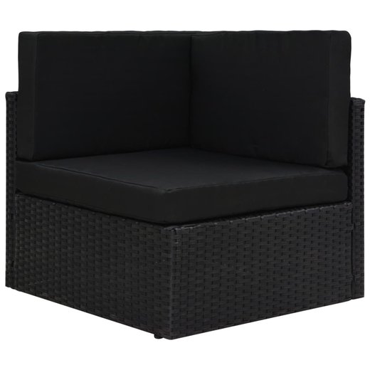 12-tlg. Garten-Lounge-Set mit Kissen Schwarz Poly Rattan