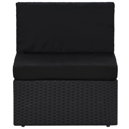 11-tlg. Garten-Lounge-Set mit Kissen Schwarz Poly Rattan