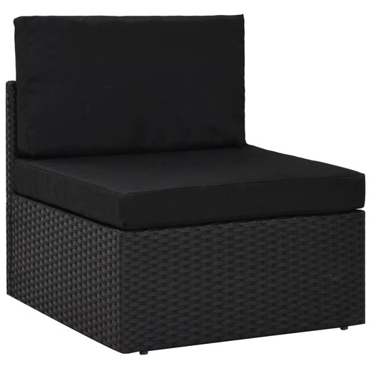 10-tlg. Garten-Lounge-Set mit Kissen Schwarz Poly Rattan