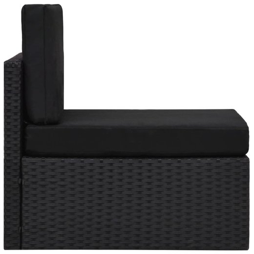 11-tlg. Garten-Lounge-Set mit Kissen Schwarz Poly Rattan