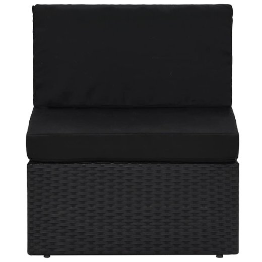 14-tlg. Garten-Lounge-Set mit Kissen Schwarz Poly Rattan