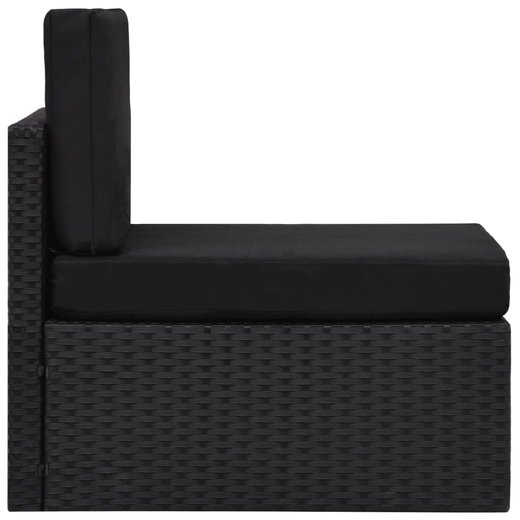 14-tlg. Garten-Lounge-Set mit Kissen Schwarz Poly Rattan