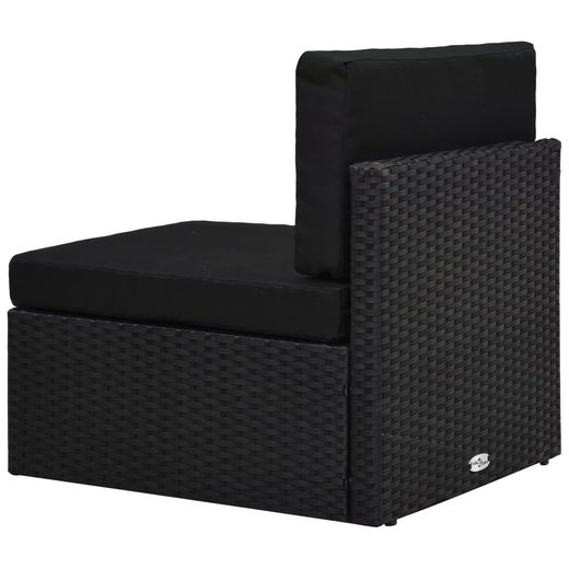 14-tlg. Garten-Lounge-Set mit Kissen Schwarz Poly Rattan