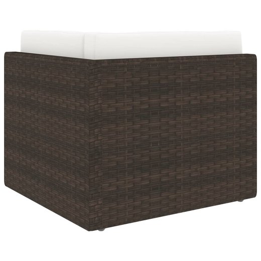 5-tlg. Garten-Lounge-Set mit Kissen Braun Poly Rattan