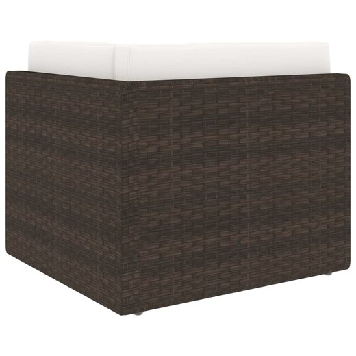 10-tlg. Garten-Lounge-Set mit Kissen Braun Poly Rattan