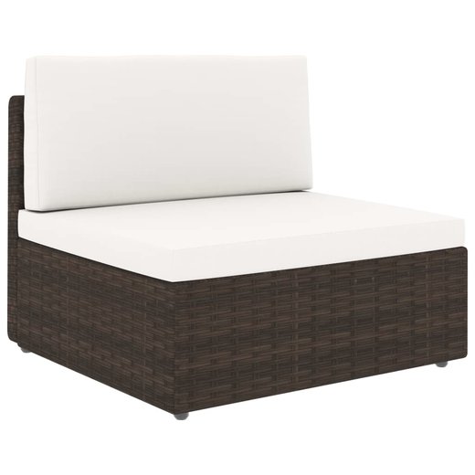 9-tlg. Garten-Lounge-Set mit Kissen Braun Poly Rattan