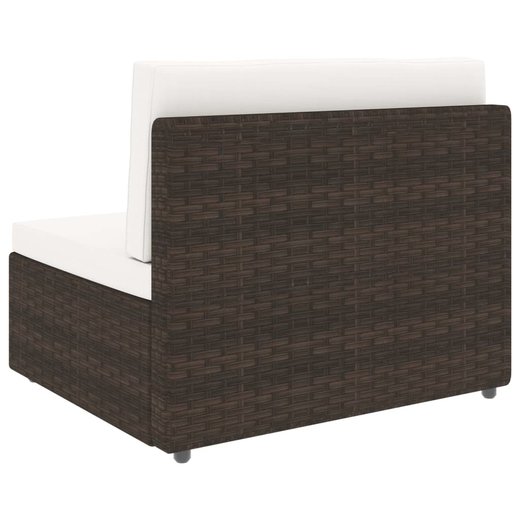 9-tlg. Garten-Lounge-Set mit Kissen Braun Poly Rattan