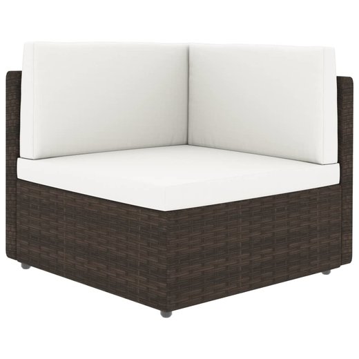 12-tlg. Garten-Lounge-Set mit Kissen Braun Poly Rattan
