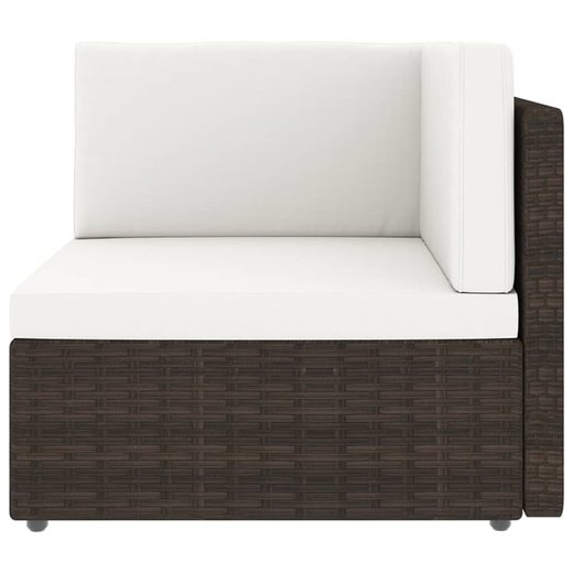 9-tlg. Garten-Lounge-Set mit Kissen Braun Poly Rattan