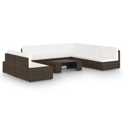 8-tlg. Garten-Lounge-Set mit Kissen Braun Poly Rattan