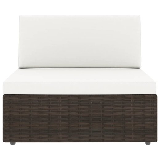 10-tlg. Garten-Lounge-Set mit Kissen Braun Poly Rattan
