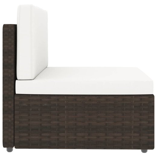 10-tlg. Garten-Lounge-Set mit Kissen Braun Poly Rattan