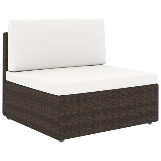 11-tlg. Garten-Lounge-Set mit Kissen Braun Poly Rattan