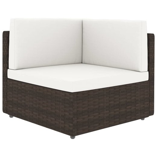 14-tlg. Garten-Lounge-Set mit Kissen Braun Poly Rattan