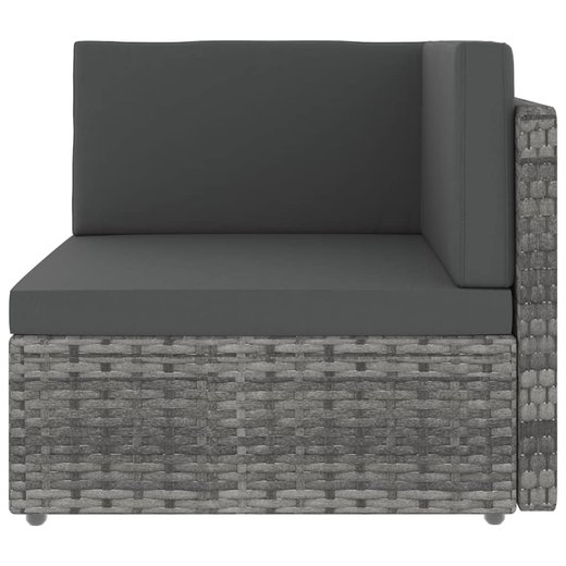 6-tlg. Garten-Lounge-Set mit Kissen Grau Poly Rattan