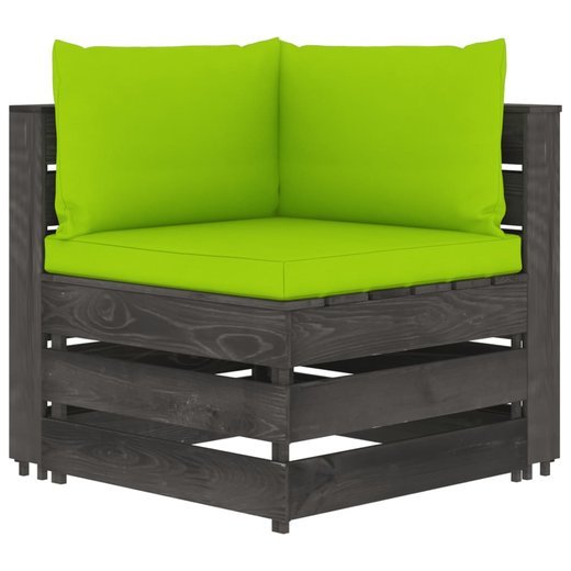 4-Sitzer-Gartensofa mit Kissen Grau Imprgniertes Holz
