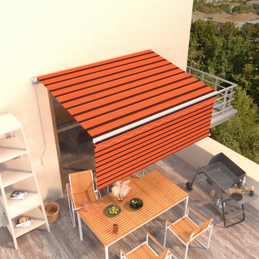 Gelenkarmmarkise Einziehbar mit Jalousie 3x2,5 m Orange Braun