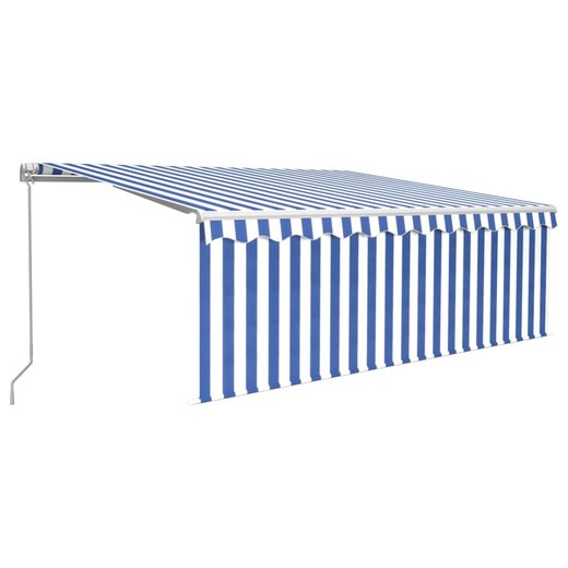 Gelenkarmmarkise Einziehbar mit Jalousie LED 4,5x3m Blau & Wei