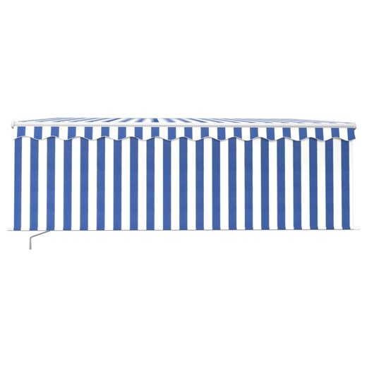Gelenkarmmarkise Einziehbar mit Jalousie LED 4,5x3m Blau & Wei