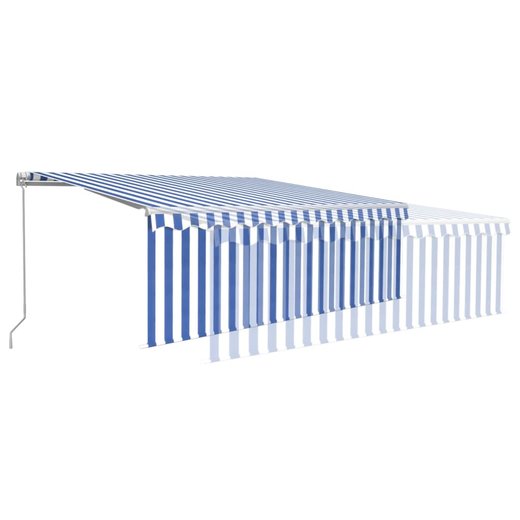 Gelenkarmmarkise Einziehbar mit Jalousie LED 4,5x3m Blau & Wei