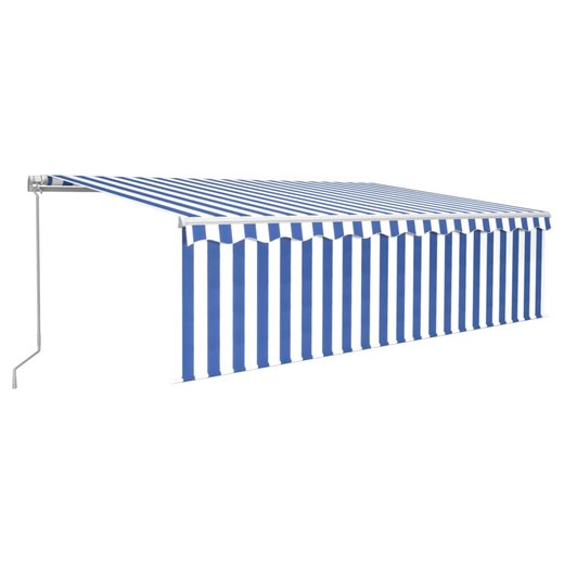 Gelenkarmmarkise Einziehbar mit Jalousie LED 5x3 m Blau & Wei