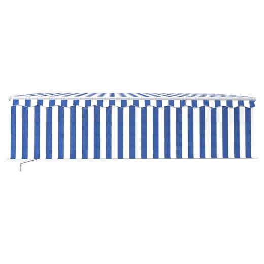 Gelenkarmmarkise Einziehbar mit Jalousie LED 5x3 m Blau & Wei