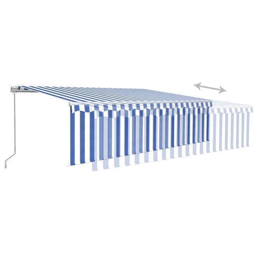 Gelenkarmmarkise Einziehbar mit Jalousie LED 5x3 m Blau & Wei