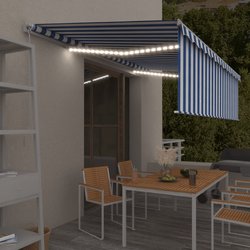 Gelenkarmmarkise Einziehbar mit Jalousie LED 5x3 m Blau &...