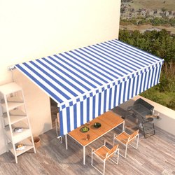 Gelenkarmmarkise Einziehbar mit Jalousie 6x3 m Blau und Wei